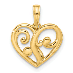 14K Polished Fancy Heart Charm