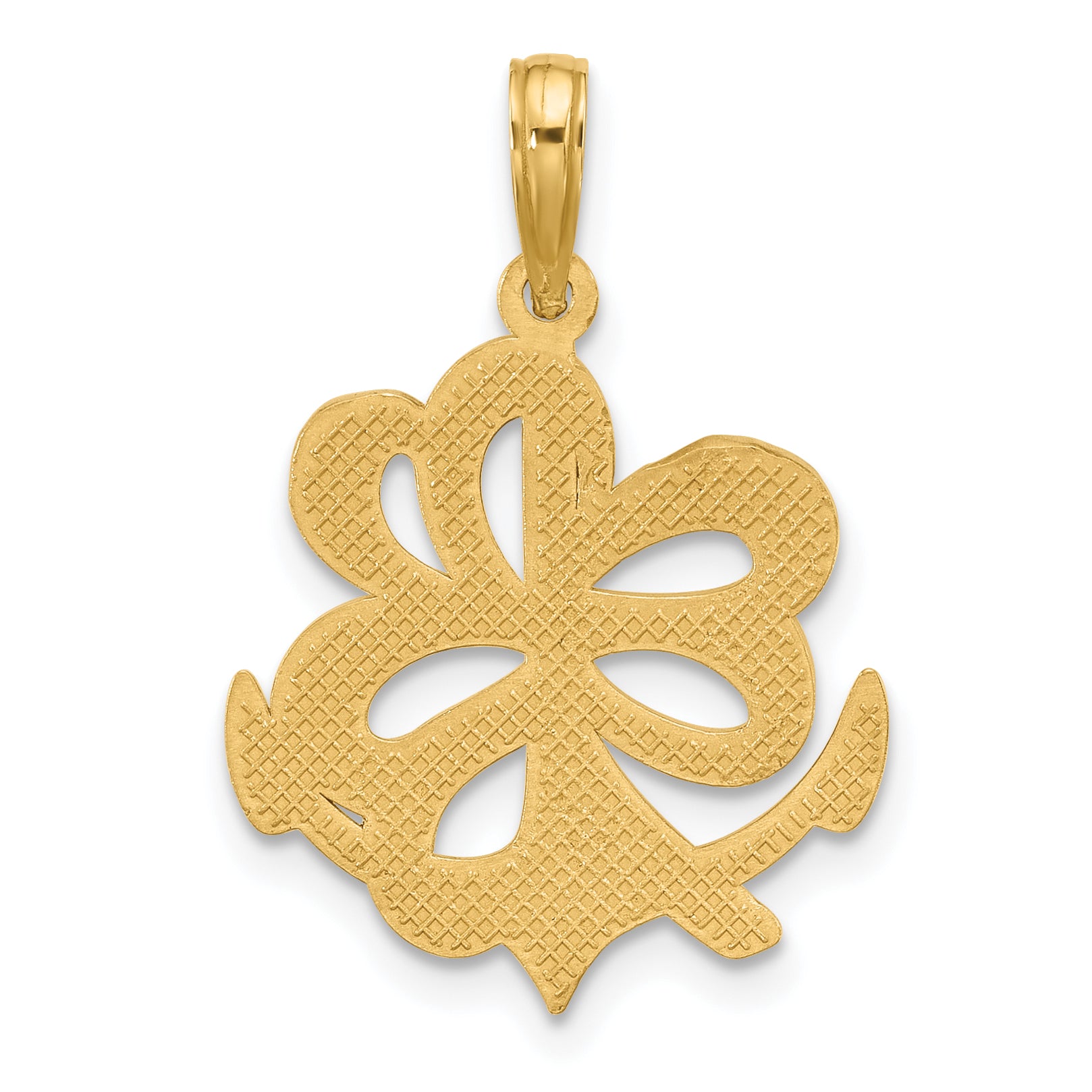 14K Polished Anchor and Clover Charm