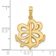 14K Polished Anchor and Clover Charm