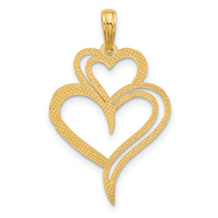 14K Polished Fancy Two Heart Charm