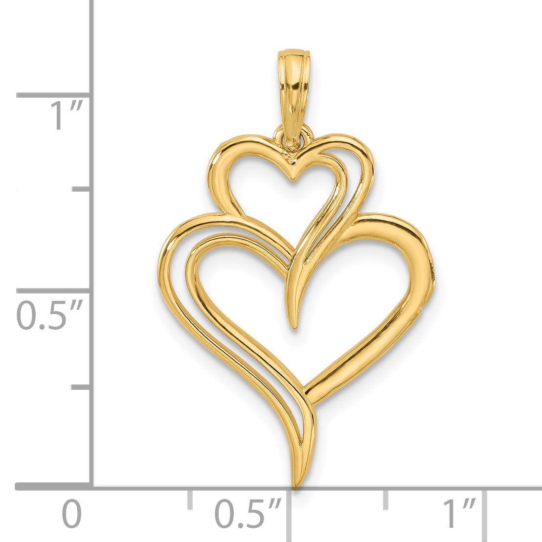 14K Polished Fancy Two Heart Charm