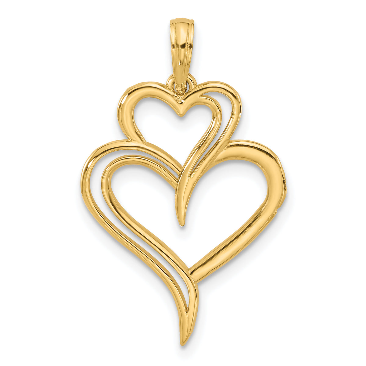 14K Polished Fancy Two Heart Charm