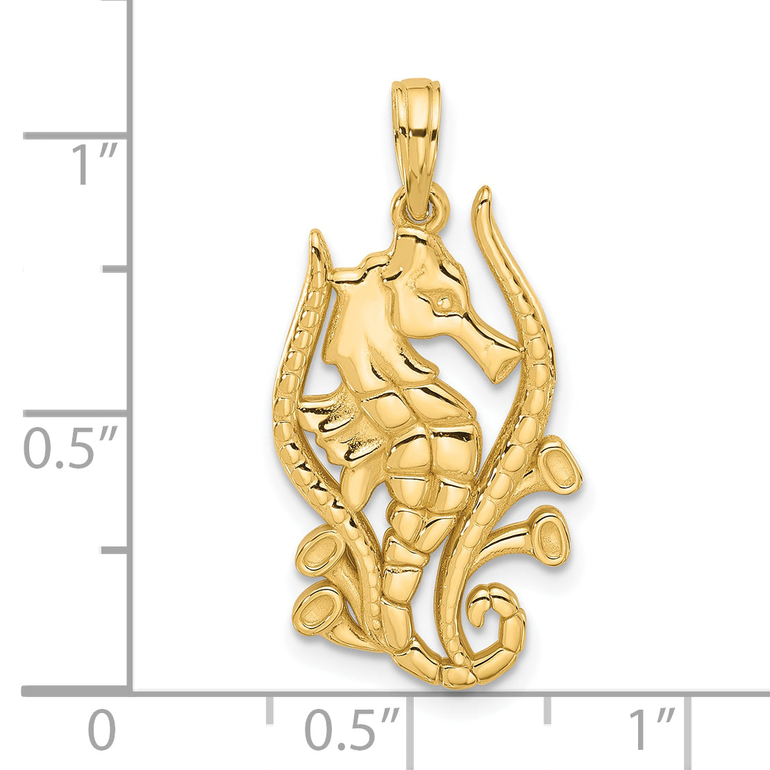 14K Polished Fancy Seahorse Charm