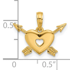 14K Polished Heart and Arrows Charm