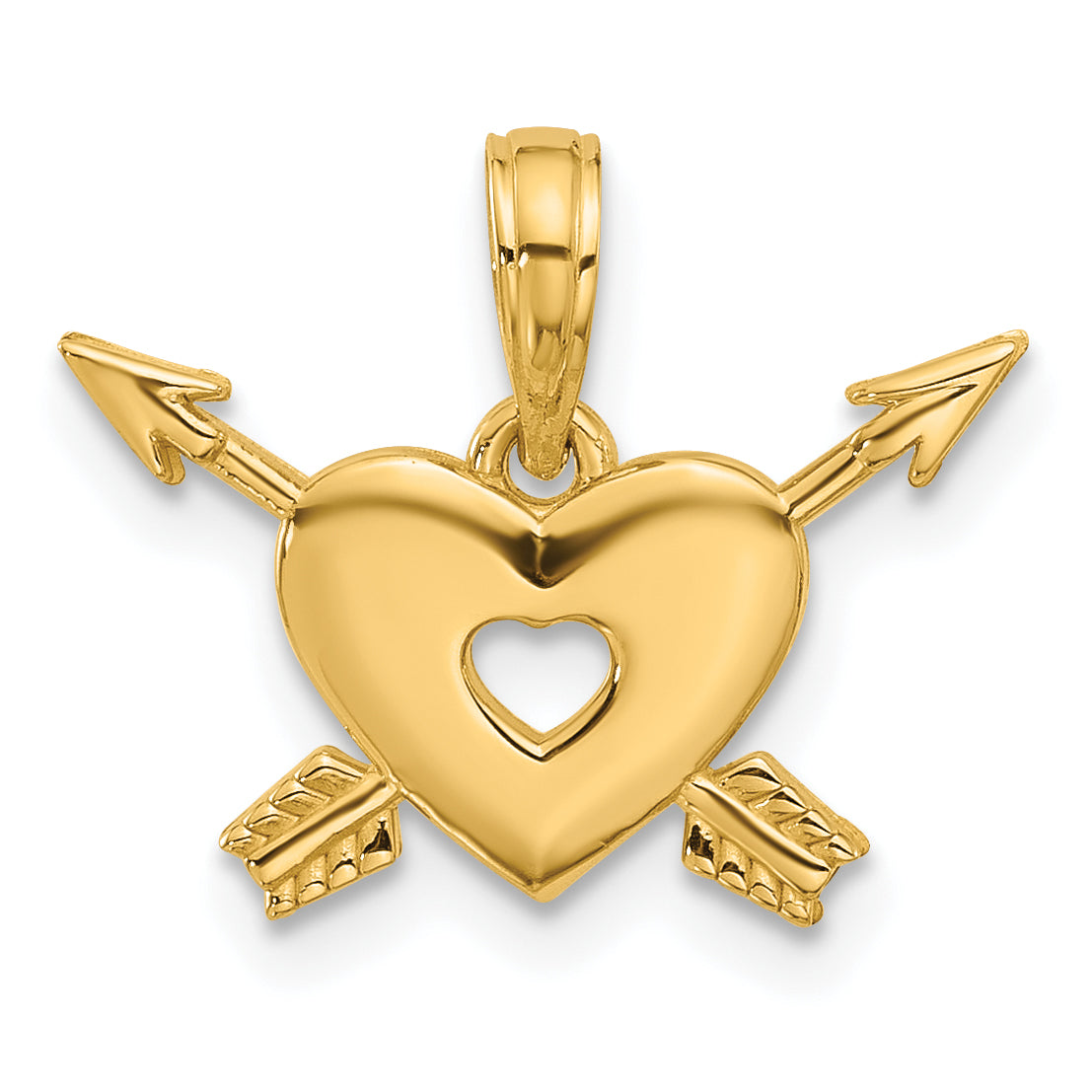 14K Polished Heart and Arrows Charm