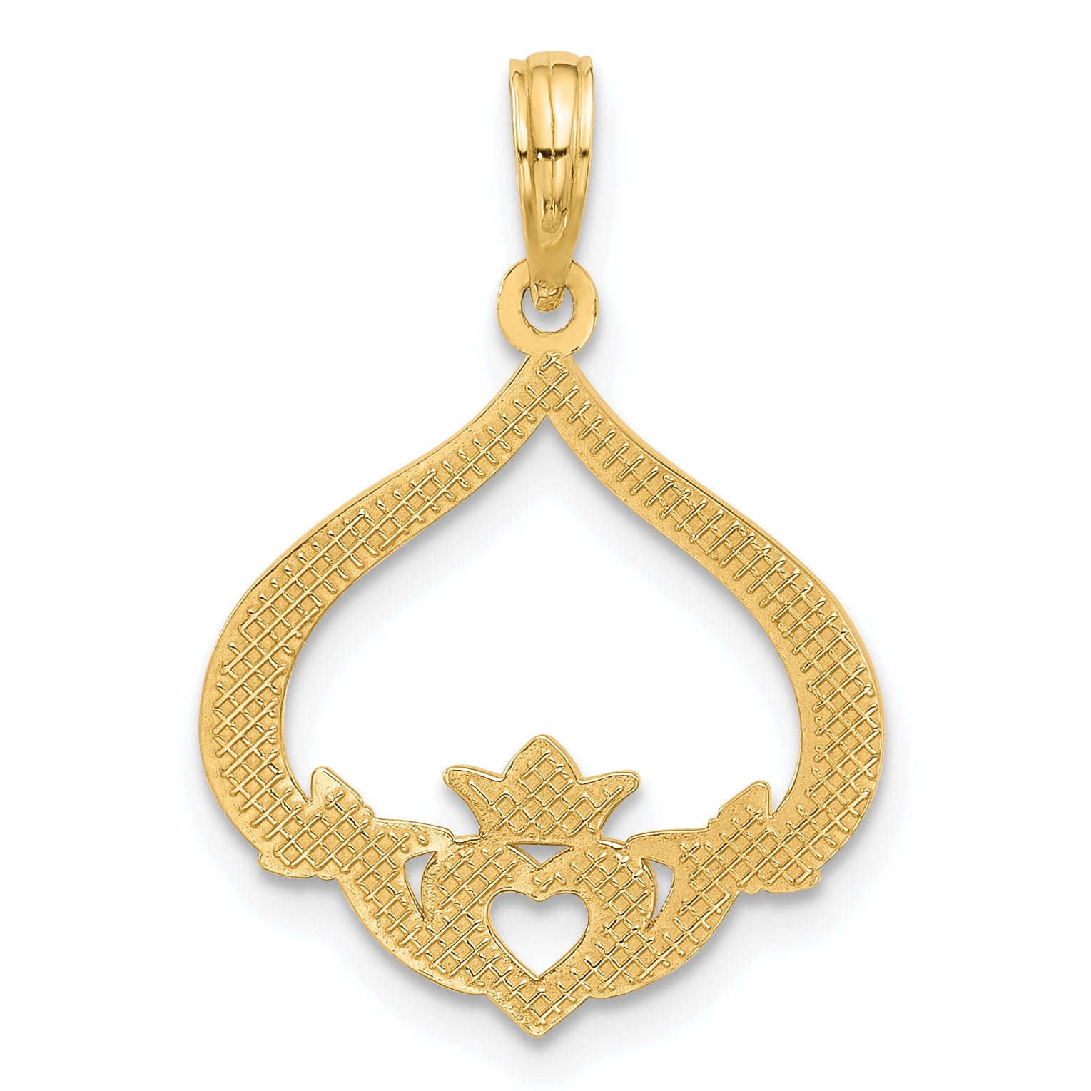 14k Polished Claddagh Pendant