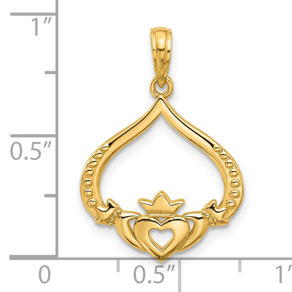 14k Polished Claddagh Pendant