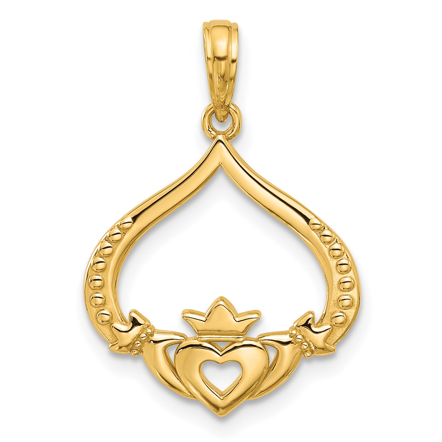 14k Polished Claddagh Pendant