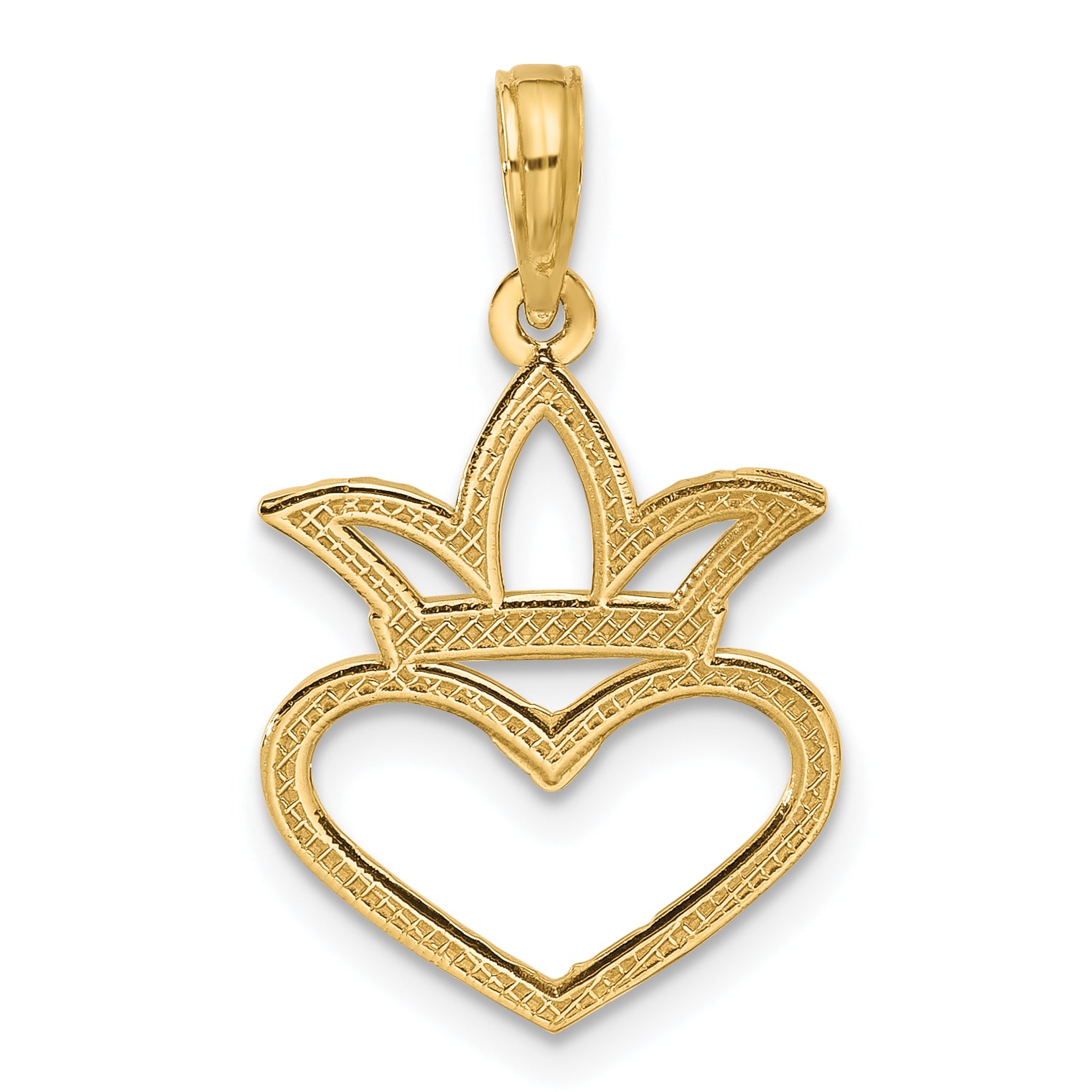 14K Polished Heart and Crown Charm