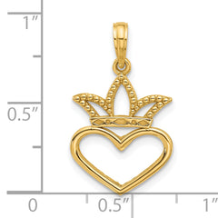 14K Polished Heart and Crown Charm