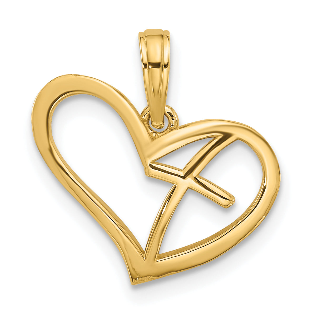 14K Polished Cross in Heart Charm