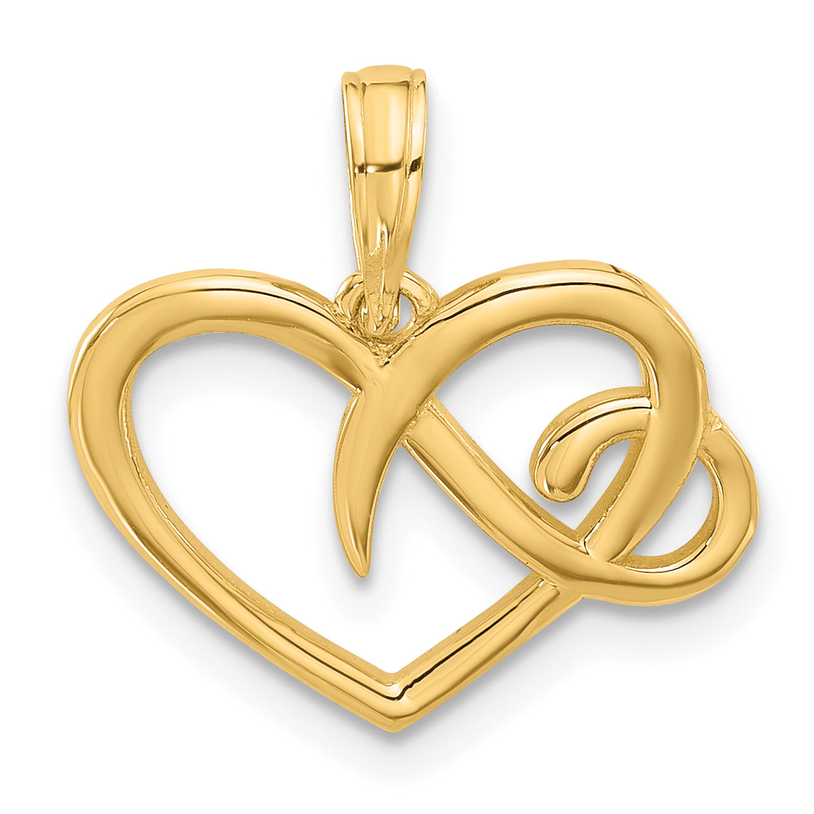 14K Polished Fancy Heart Charm