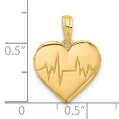 14K Polished Fancy EKG Heart Charm