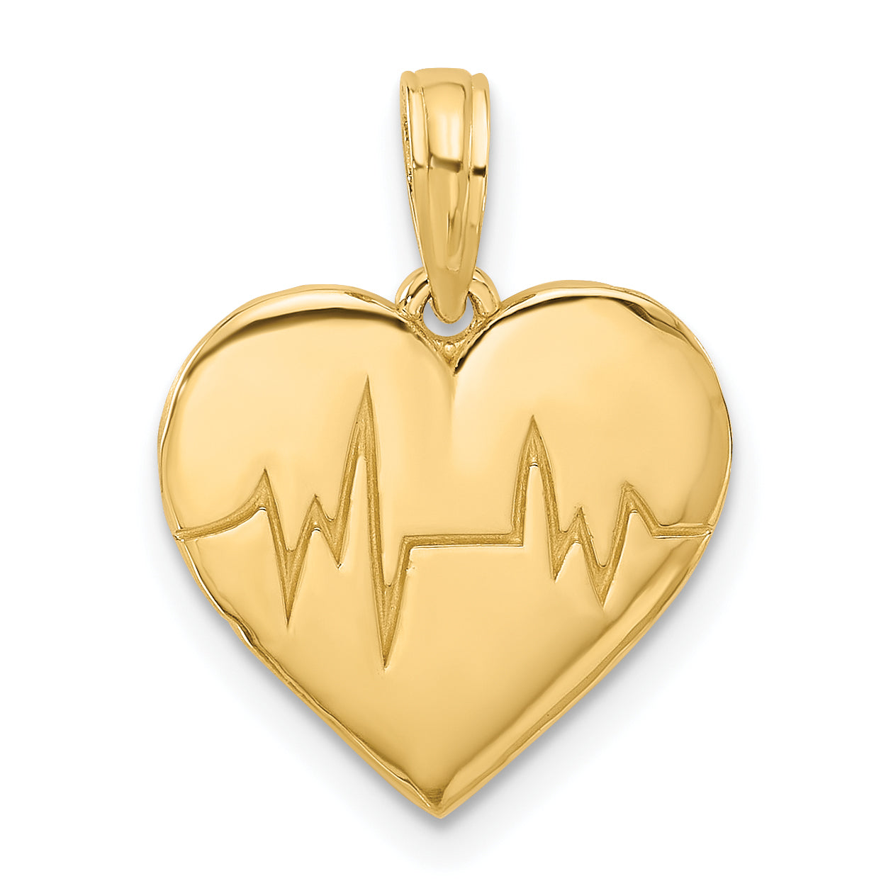 14K Polished Fancy EKG Heart Charm