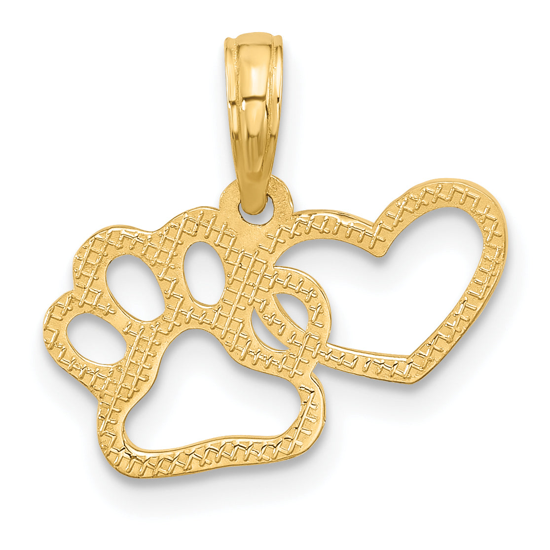 14K Polished Fancy Heart and Paw Charm