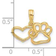 14K Polished Fancy Heart and Paw Charm