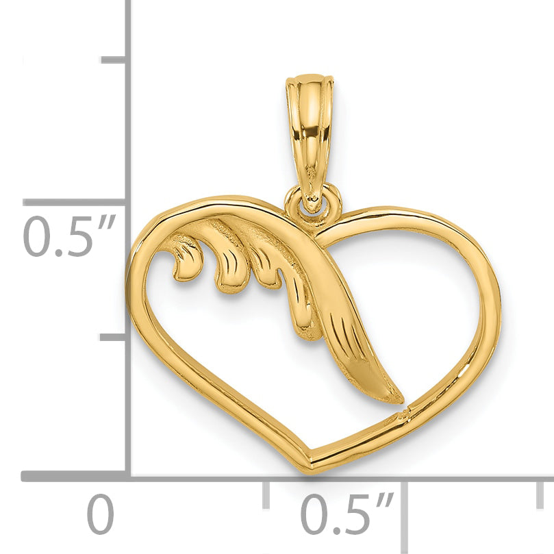 14K Polished Fancy Wings and Heart Charm