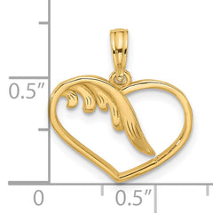 14K Polished Fancy Wings and Heart Charm