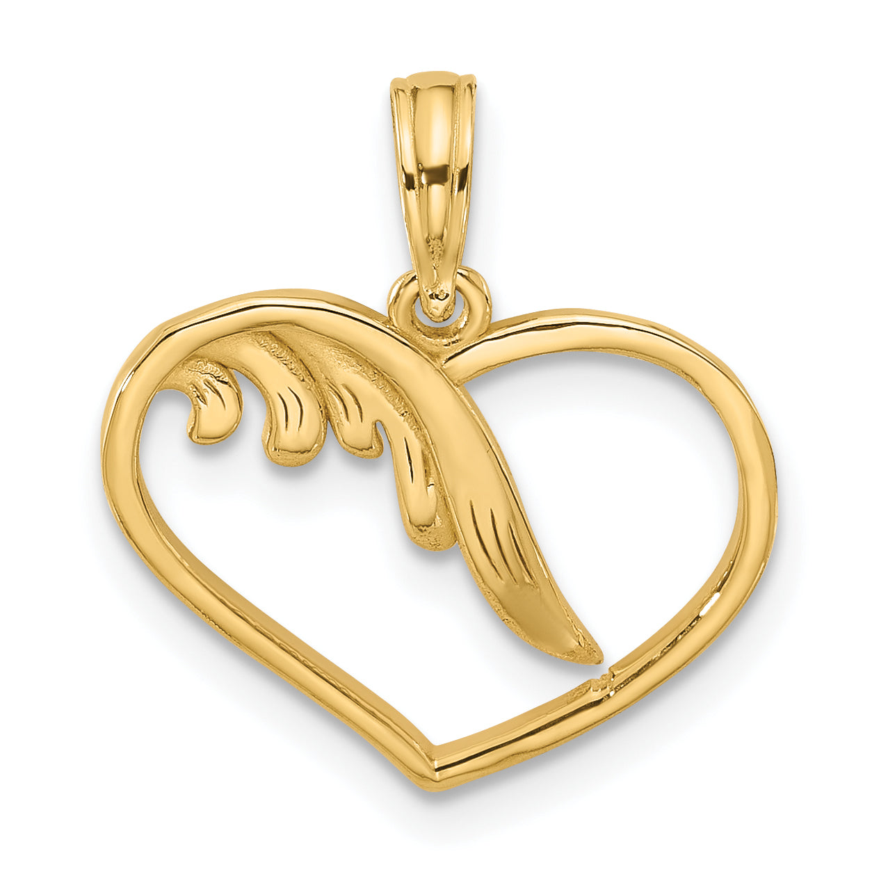 14K Polished Fancy Wings and Heart Charm