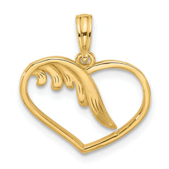 14K Polished Fancy Wings and Heart Charm