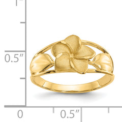 14k Satin & Diamond-Cut Plumeria Ring