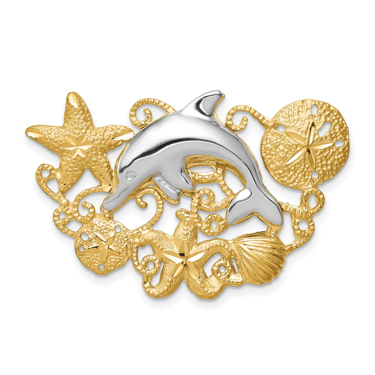 14k Two-tone Sea Life Fits 5mm/6mm Slide