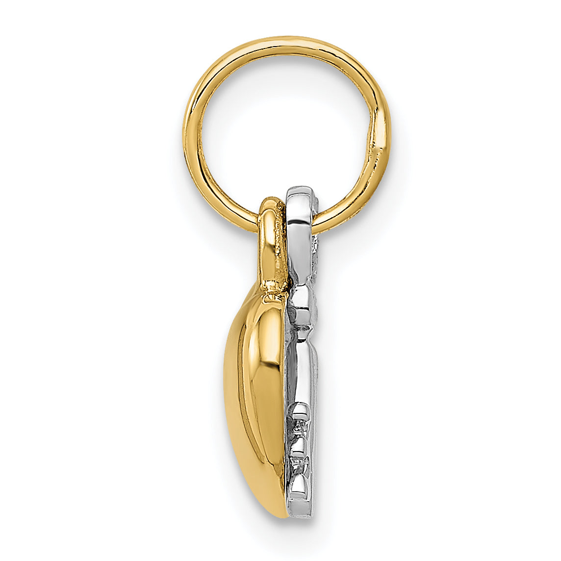 14K Two-Tone Gold Key and Heart Lock Charm  Polished, Moveable, Elegant Design