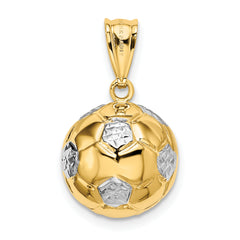 14K w/Rhodium Soccer Ball Pendant