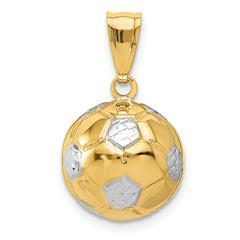 14K w/Rhodium Soccer Ball Pendant