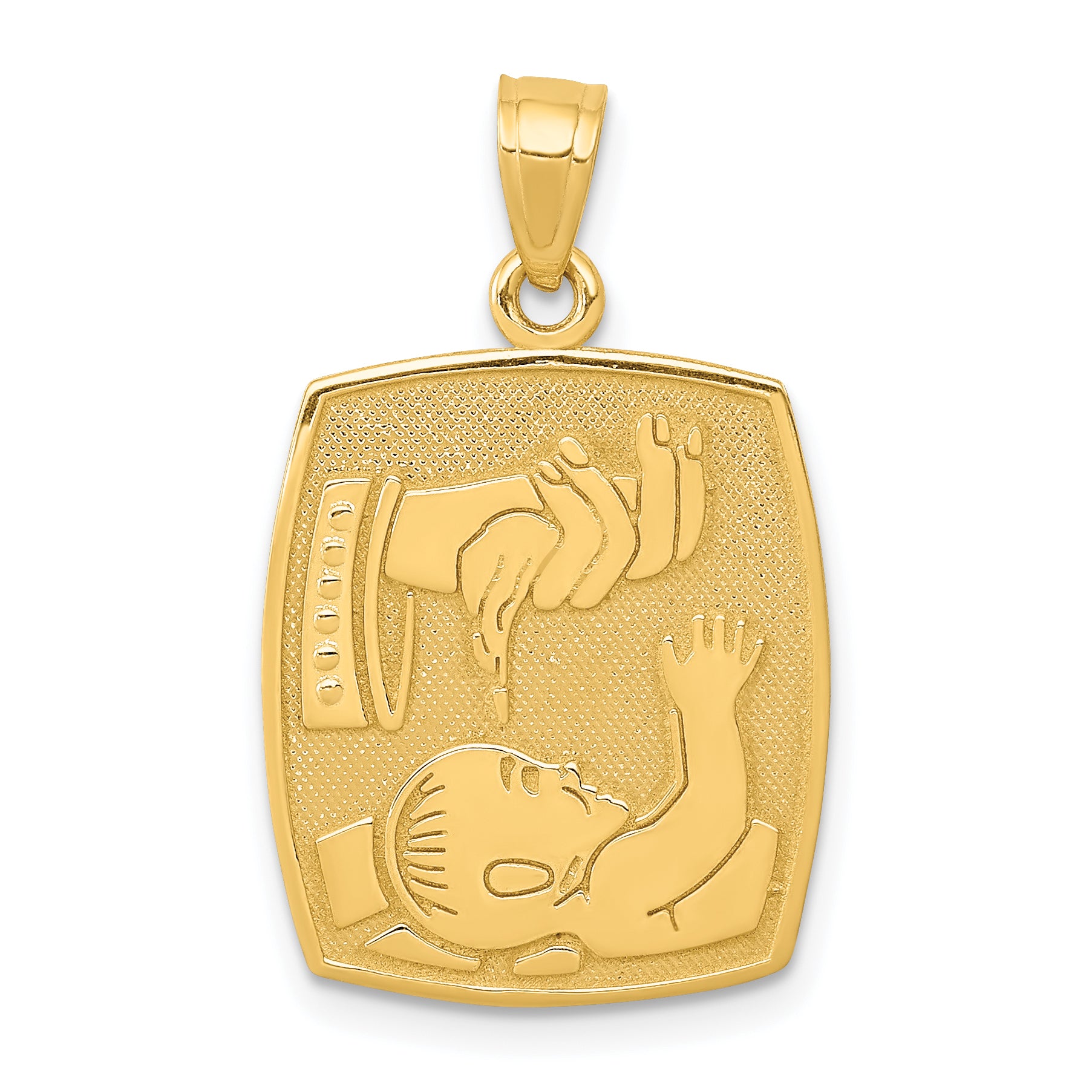 14K Satin / Polished Baptism Pendant