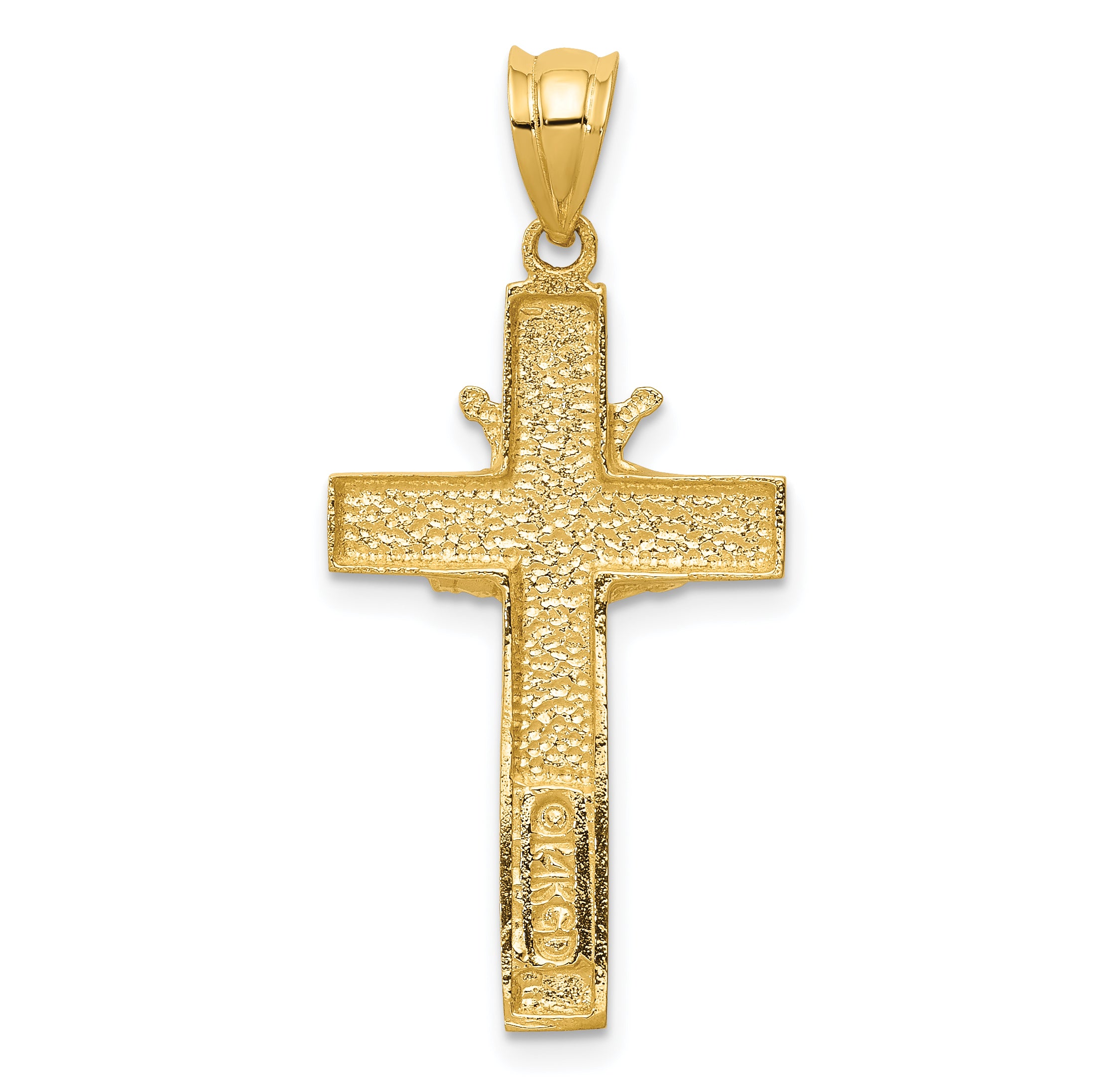 14K Gold Claddagh Cross Pendant with Polished Finish, Solid Design