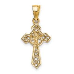 14K Gold Celtic Cross Pendant Solid Casted Design 29mm Elegant Charm