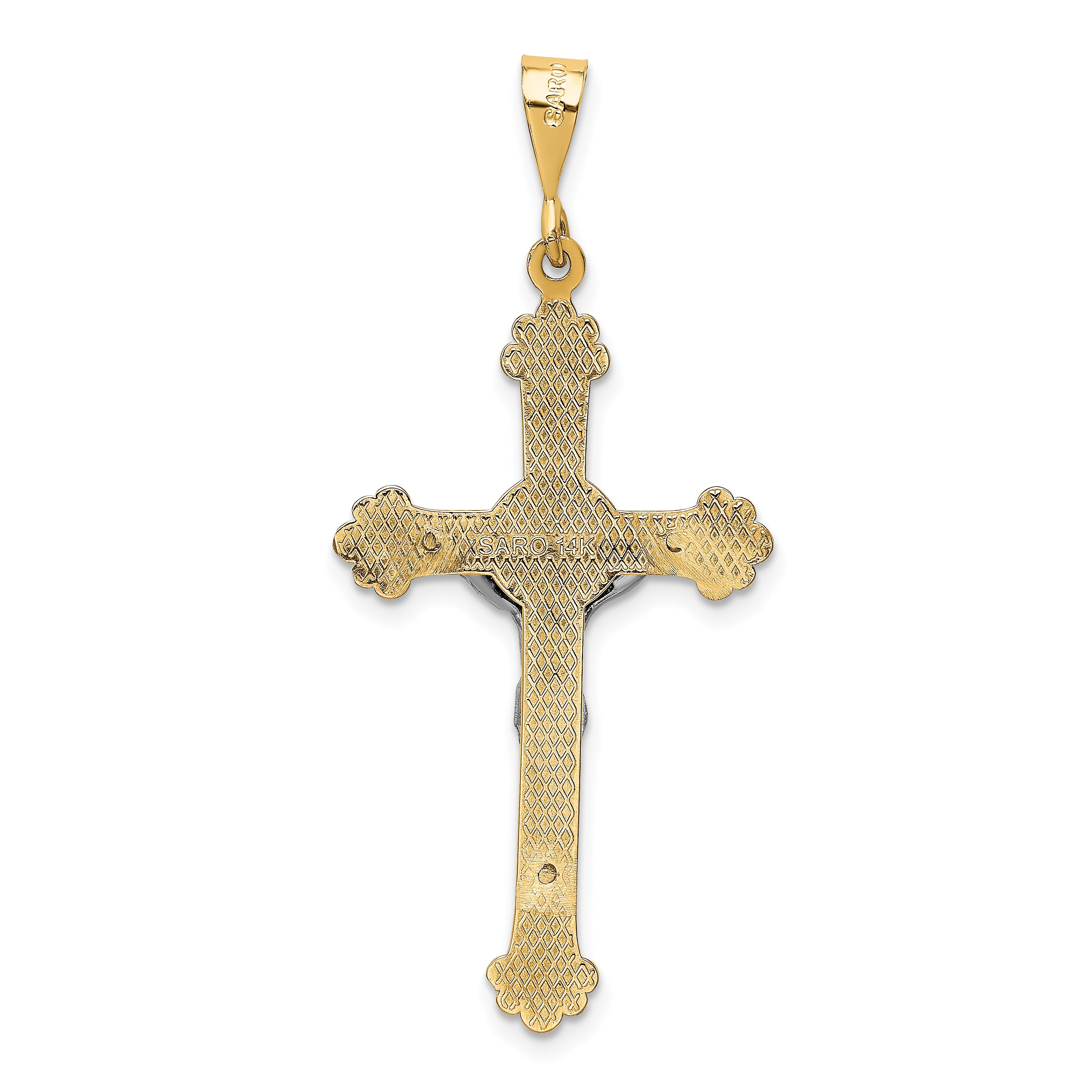 14K Two-Tone Gold Crucifix Pendant with Elegant 48mm Design