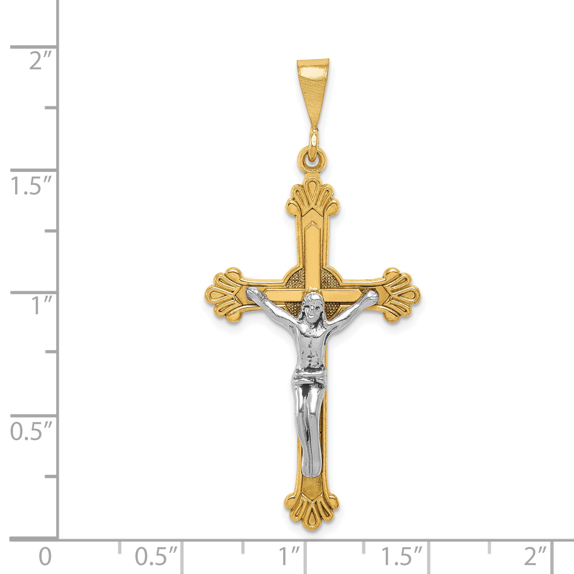 14K Two-Tone Gold Crucifix Pendant with Elegant 48mm Design