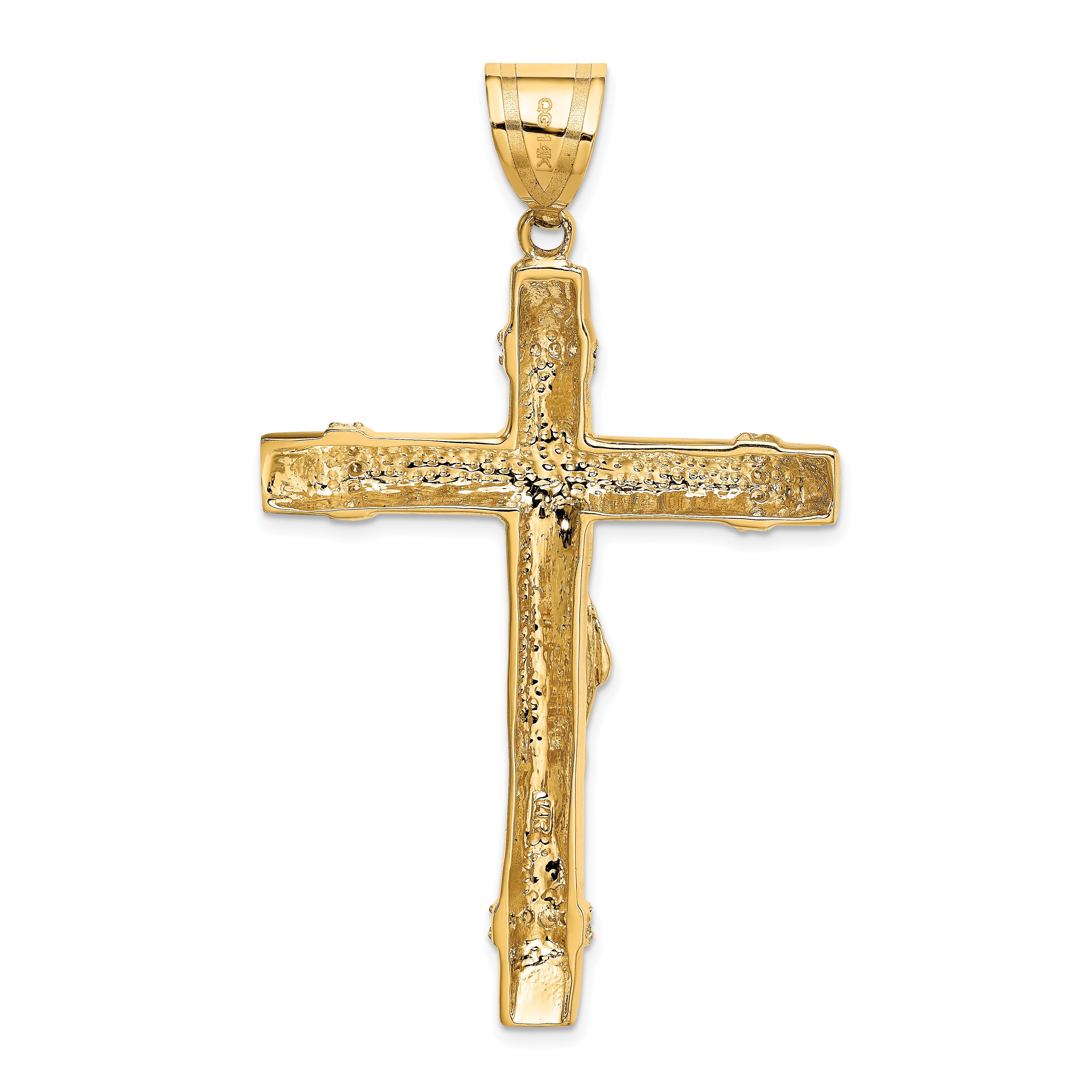 14K Two-Tone Gold Crucifix Pendant with Cubic Zirconia Accent  Elegant Religious Design