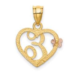 14k Two-Tone Heart Letter E  Initial Pendant