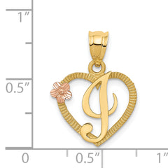 14k Two-Tone Heart Letter I  Initial Pendant