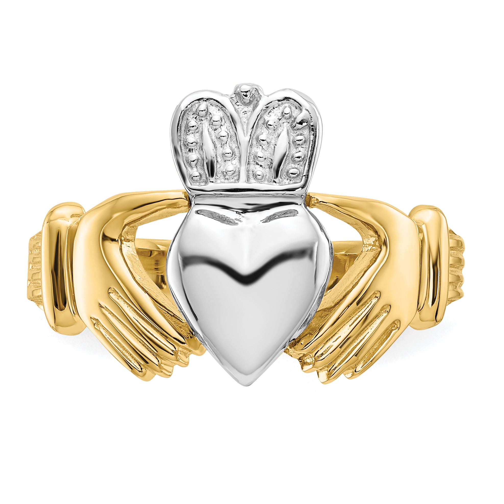 14k Mens Two-tone Claddagh Ring