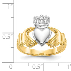 14k Mens Two-tone Claddagh Ring