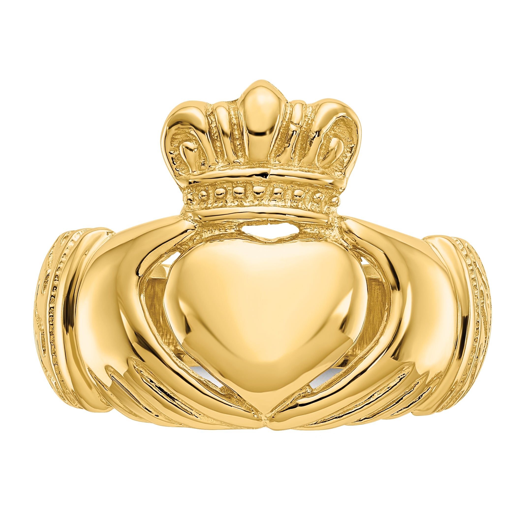 14k Polished Domed Claddagh Ring