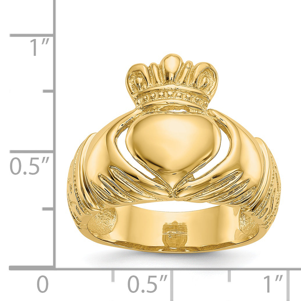 14k Polished Domed Claddagh Ring