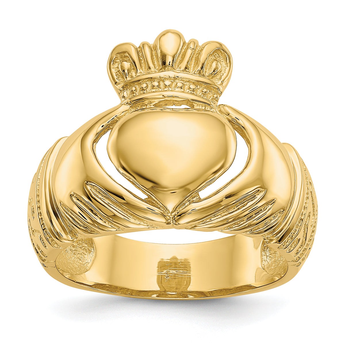 14k Polished Domed Claddagh Ring