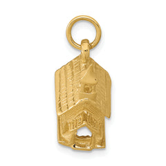 14K Gold 3D Church Charm with Elegant Themed Design