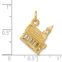 14K Gold 3D Church Charm with Elegant Themed Design