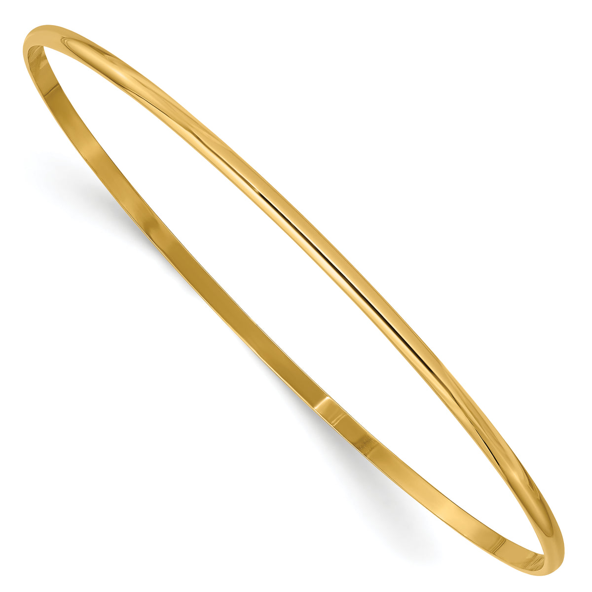 14k 2mm Solid Polished Half-Round Slip-On Bangle