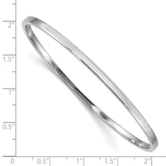 14k White Gold 3mm Polished Square Tube Slip-on Bangle