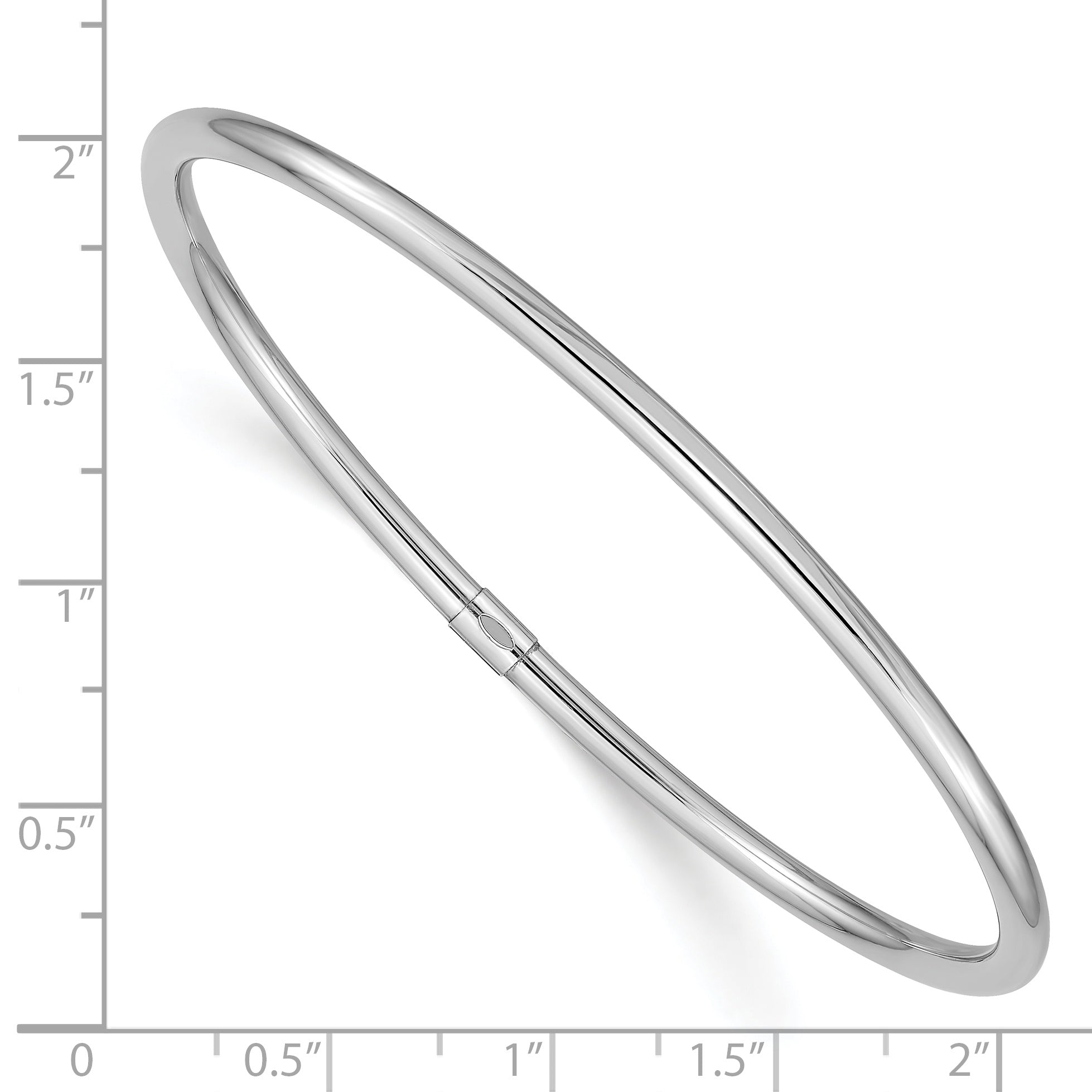 14k White Gold 3mm Polished Round Tube Slip-on Bangle