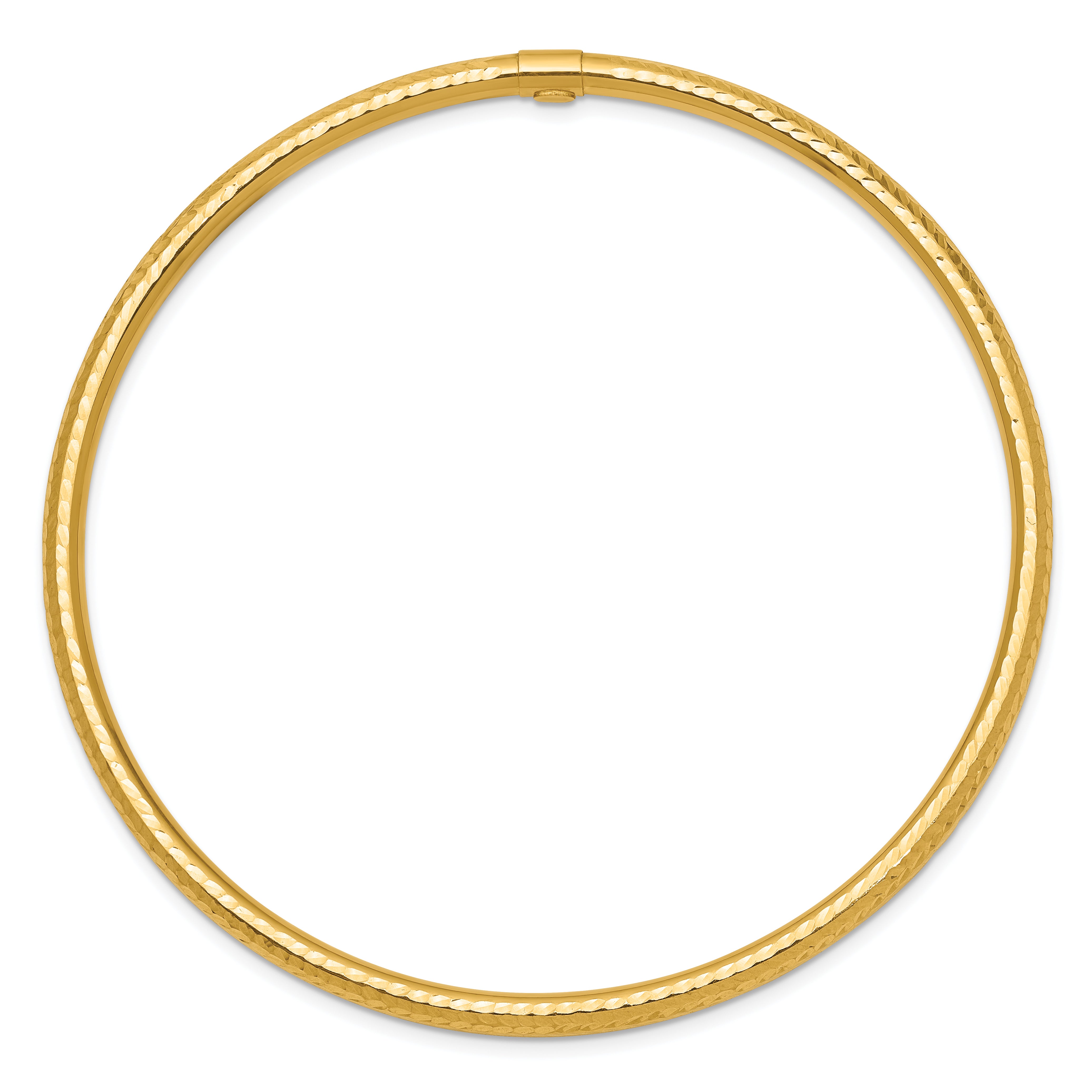 14k 3mm Diamond-cut Tube Slip-on Bangle