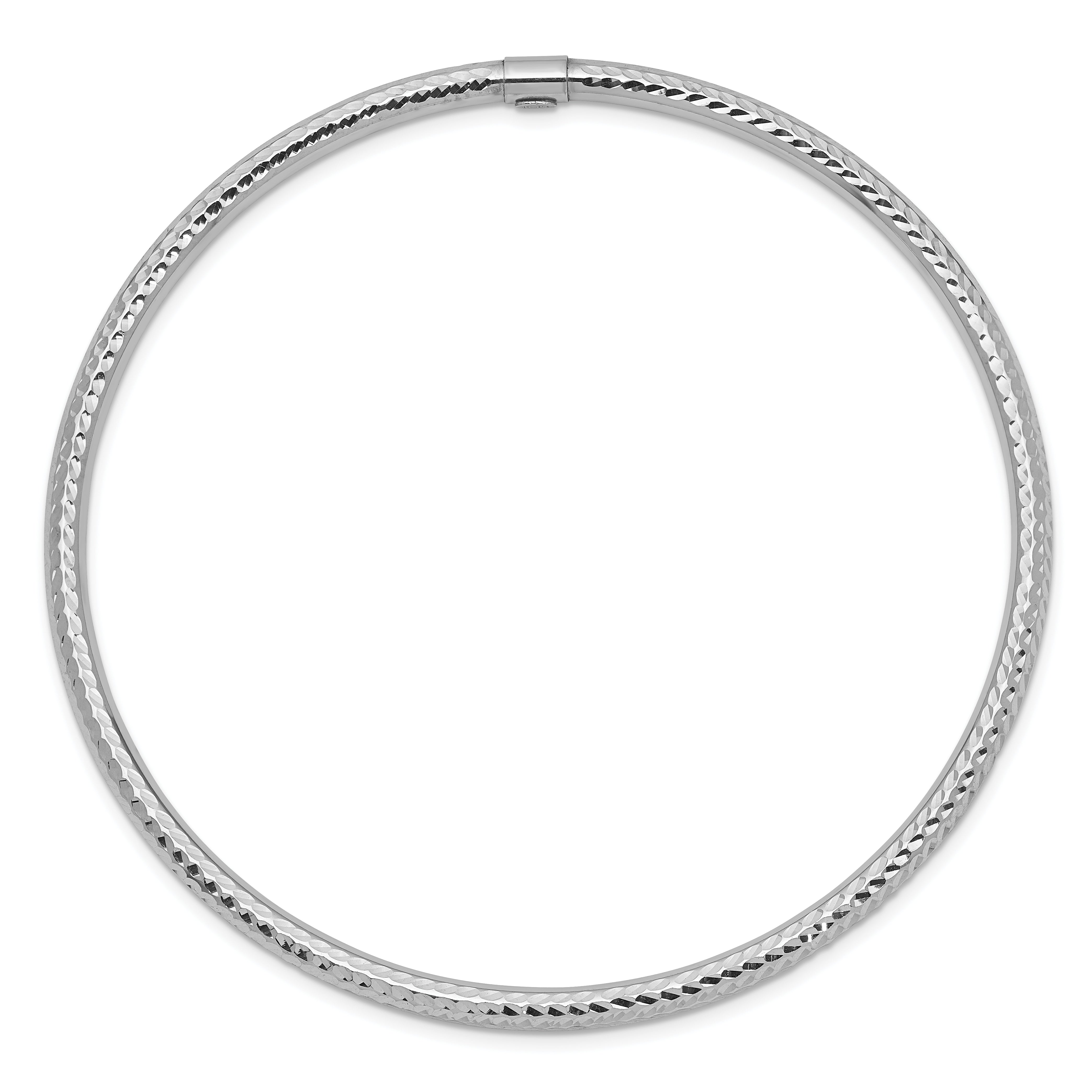 14k White Gold 3mm Diamond-cut Slip-on Bangle