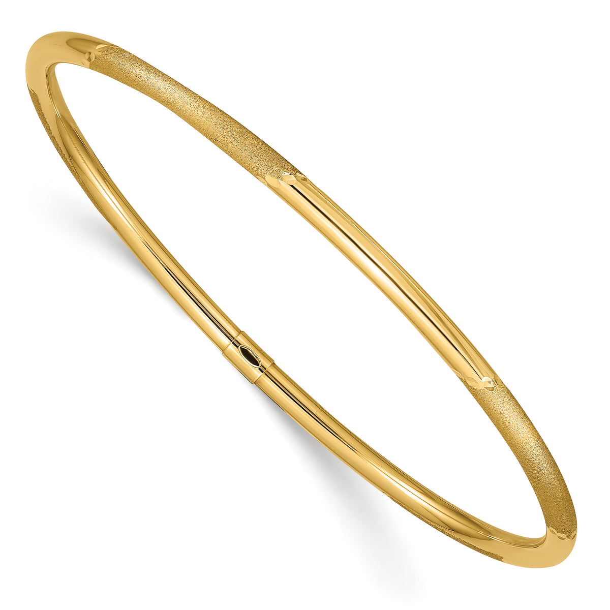 14k 3mm Polished and Satin Finish Slip-on Bangle